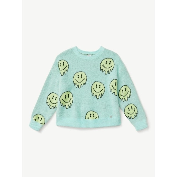 Justice Aqua Smiley Face Sweater - Picture 2 of 5